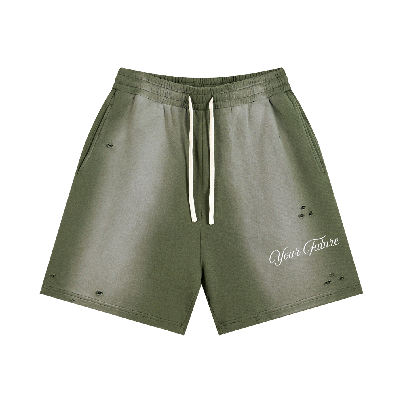 Your Future Sun Fade Distressed Shorts