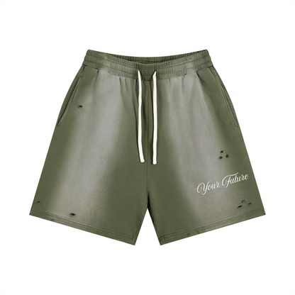 Your Future Sun Fade Distressed Shorts