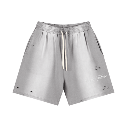 Your Future Sun Fade Distressed Shorts